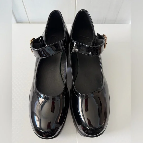 Women’s Black Patent Mary Jane Shoes with Buckle - Picture 1 of 5